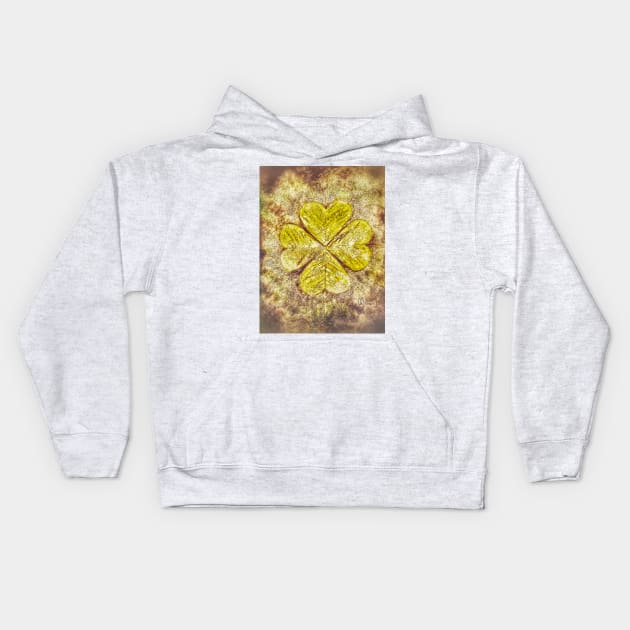 Lucky Four-Leaf Clover in Grunge Kids Hoodie by Matt Starr Fine Art